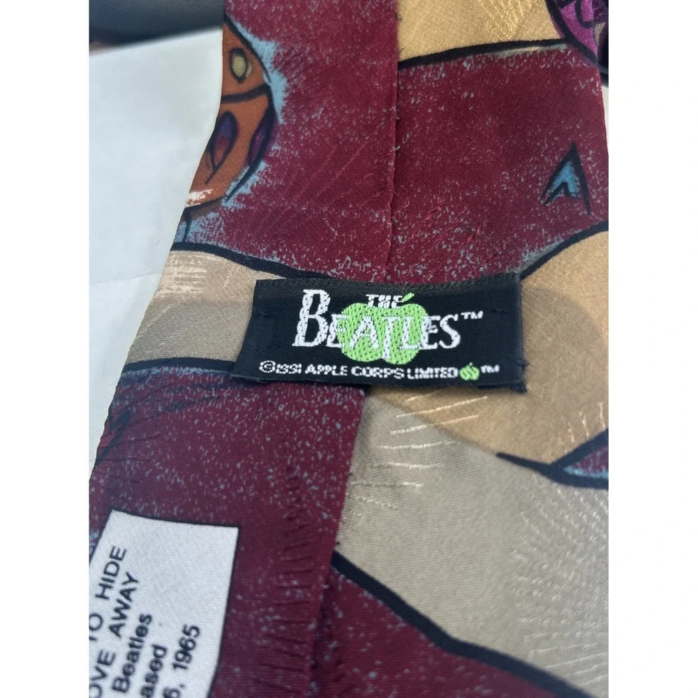 VTG The Beatles Abstract Pattern 100% Silk Tie Made In USA Hide Your Love Away